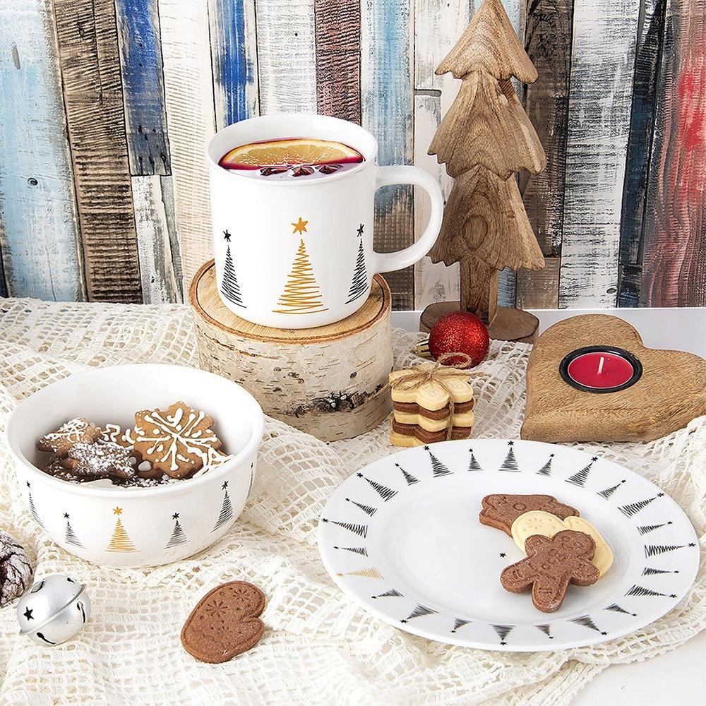 Kubek Świąteczny do Kawy Herbaty Ziół na Napoje Ciepłe Zimne Choinka Duży