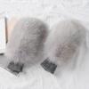 New Style Winter Warm Faux Fox Fur Covered Gloves Women Glove Outdoor Russia Thick Glove Women Warm
