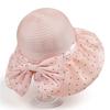 Foldable bow elegant travel bucket hat spring and summer organza straw hat sun protection sun hat women