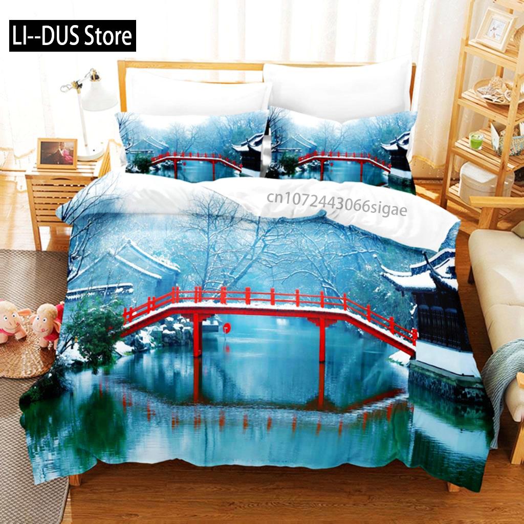 Snow Scene Bedding Set Duvet Cover Sets 3d Bedding Digital Printing Queen Size Bedding Set Fashion Design