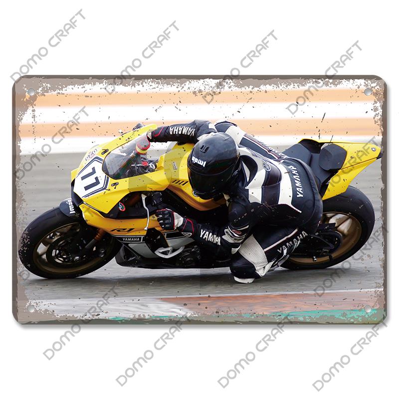 Motorcycle Racing Poster Vintage Metal Plate Racer Athlete Metal Tin Signs Retro Wall Decor Club Pub Bar Man Cave