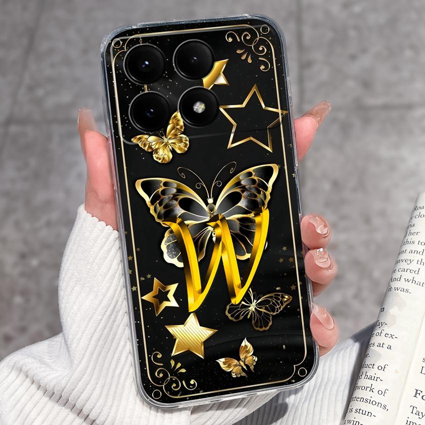 Casing For Redmi K70 K80 K60 K50 K40 K30 K20 Pro K70e K60e K90 Pro Max Phone Case Premium Letters Pattern Transparent TPU Back Cover For Redmi Housing