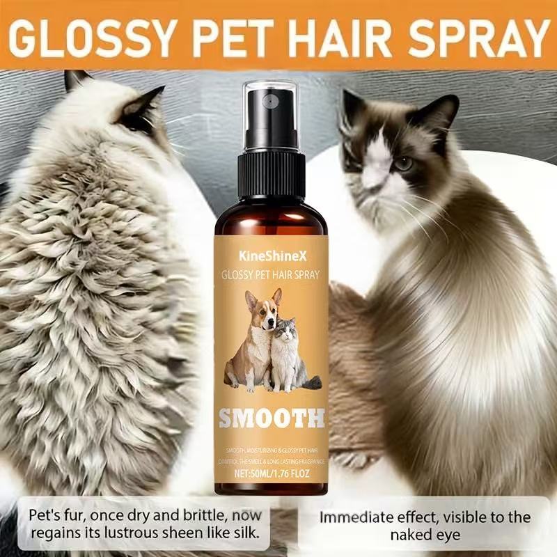 BUY 1 GET 2 FREE KineShineX Pet Coat Conditioning Spray for Dogs & Cats - Non-Greasy Hair Softening, Shinier Fur & Leave-In Detangling Care