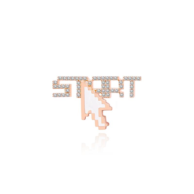 Agatha Aijiasha Pixel Series Mosaic Dog Letters Zircon Single Earring for Women 23213 коричневый