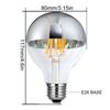 KY LEE LED Filament Glühbirnen, G80 Sockel, 2700K Warmweiß, 8W (60W Glühbirnenäquivalent), Stilvoll, Umgebungsbeleuchtung, Halbverchromt, für Zuhause