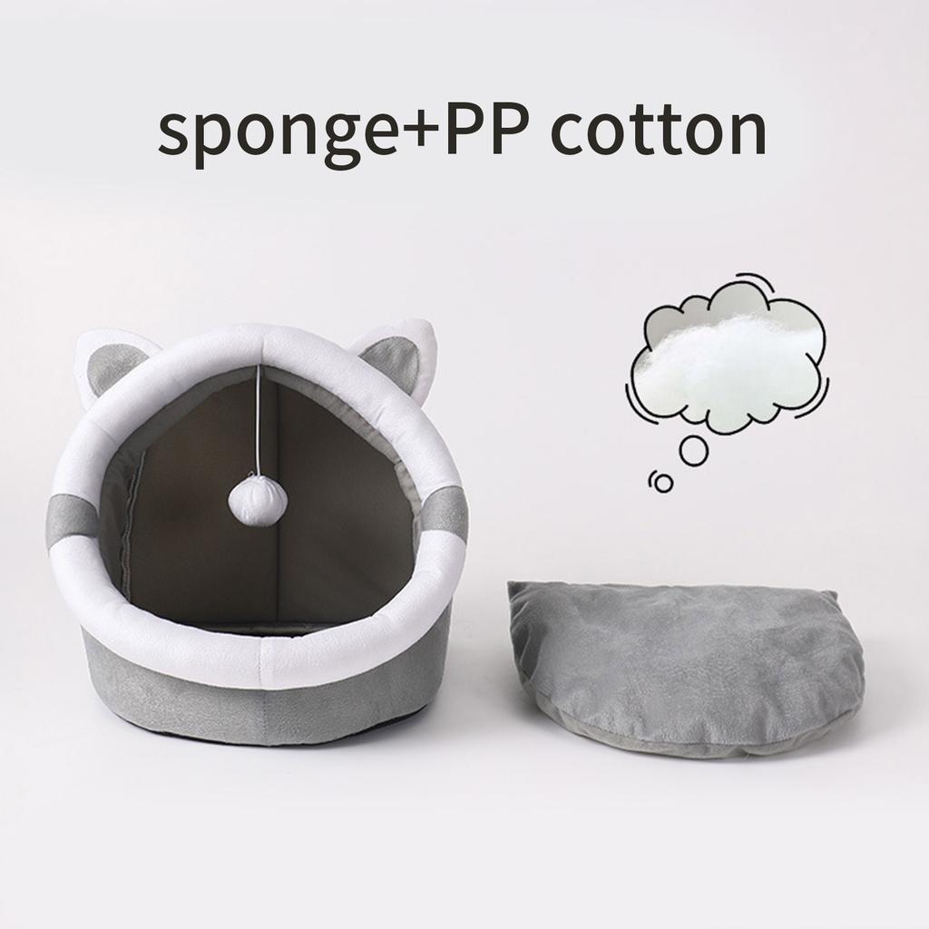 Warm Cat Nest Bed Kitten House Winter Sleeping Bed Dog Kennels AntiSlip Round Bed with Detachable Cushion Cat Rest House