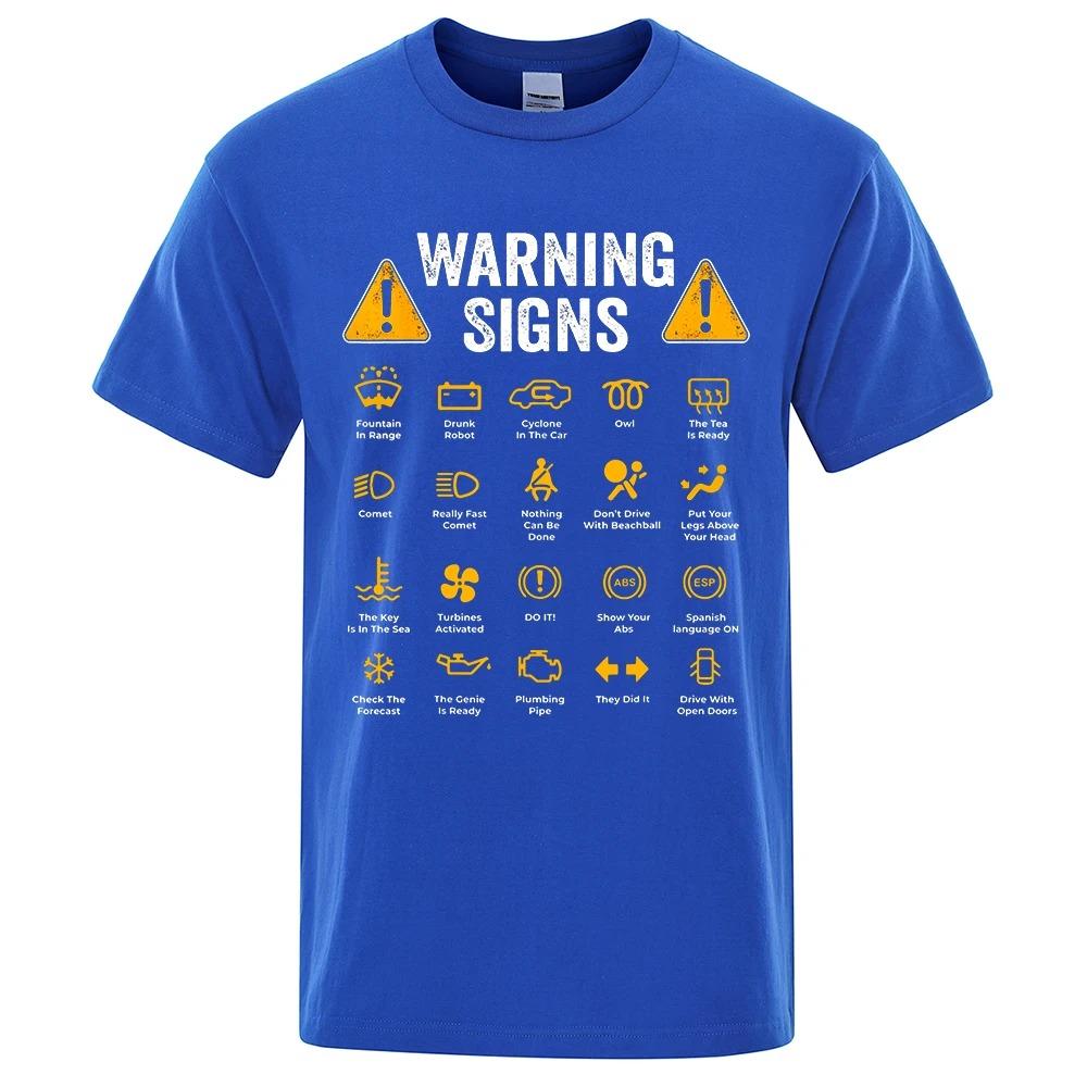 2026 Unisexs Summer 100 Cotton Driving Warning Sign Letter Printed Round Neck Short Sleeve Outdoor Soft Breathable Tshirt