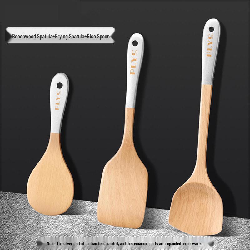 Beech Wood High-Temperature Resistant Spatula Set for Non-Stick Pans