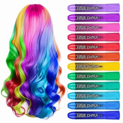 12 Farben Haar-Kreide Stift Set, Haar-Kreide Kamm, Temporäre Auswaschbare Haarfarben-Kreide, Wasserbasierter Haarfärbestift für Halloween Cosplay