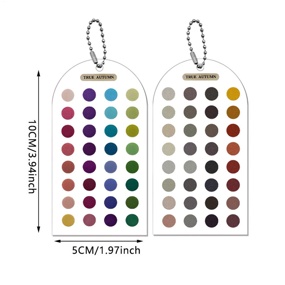 2pcs Acrylic Color Analysis Cards, Double-Sided Fashion Template w/Bead Chain, Personal Seasonal Color Matching Guide for Outfit