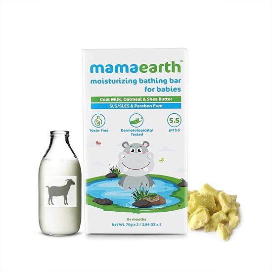 Mamaearth Feuchtigkeitsspendende Baby-Badeseife pH 5.5 mit Ziegenmilch und Haferflocken, 75g (2er-Pack)
