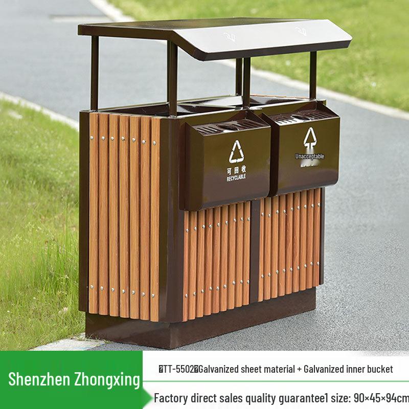 Stainless Steel Outdoor Trash Can: Large Sanitation Bin for Fruit Peels and Waste