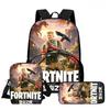 3Pcs Set School Backpack With Front Pocket & Crossbody Bag & Pencil Bag,Cartoon Fortnite For Age 6-10,Lightweight For Boys Girls