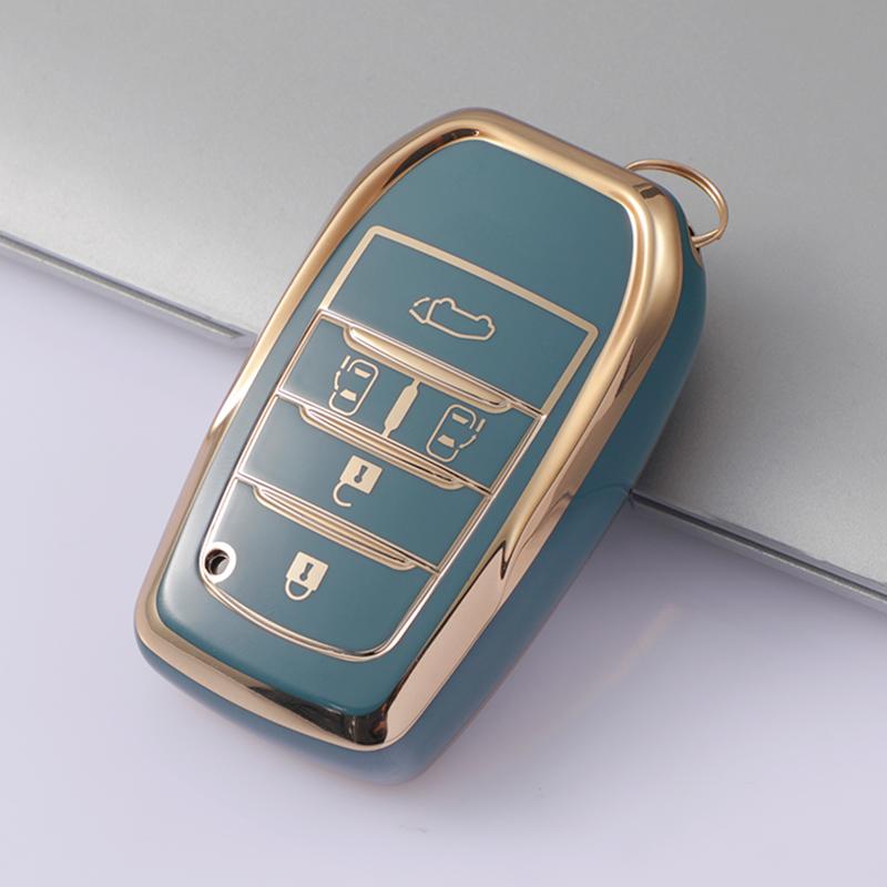 

Автомобильный брелок с 5 кнопками для Toyota Hilux Fortuner Land Cruiser Prado Camry Coralla Crown RAV4 Highland LC TLK Yaris TPU, чехол для ключей от машины серый