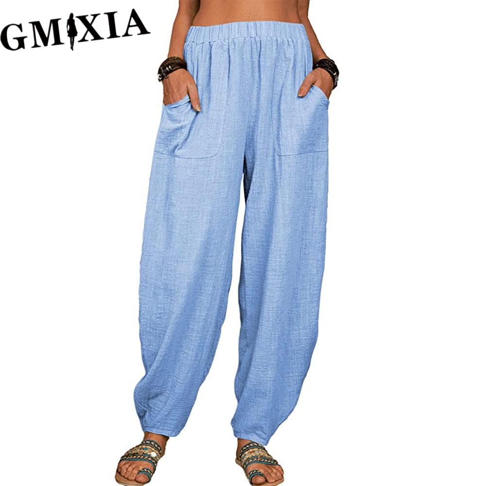 GMXIA Damenmode Lässige Hosen und Caprihosen mit einfarbigem Druck