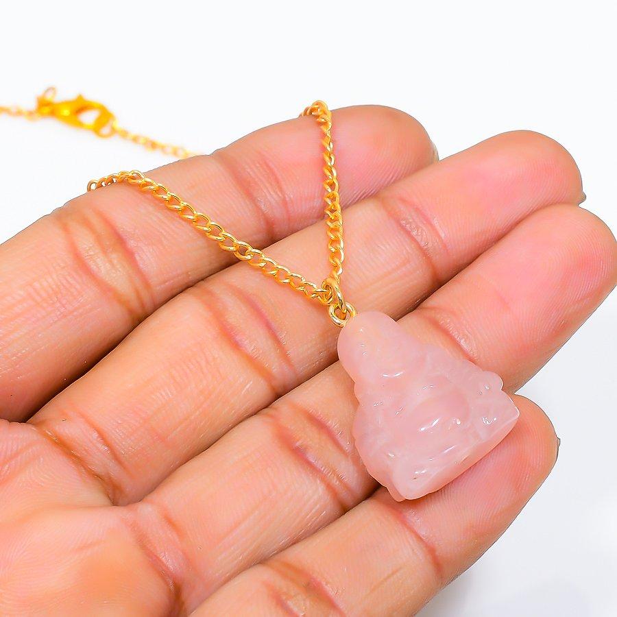 Rose Quartz Gemstone Handmade 925 Sterling Silver Jewelry Necklace 20" GK-3995