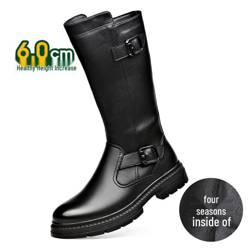 Men's High-Top Genuine Leather Equestrian Riding Boots - Winter Long Cowboy Style