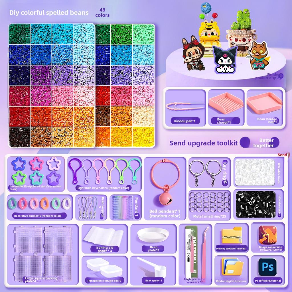 שק חומרים DIY להכנה עצמית של שעועית פינדו, סט מלא של צבעי MARD תלת-ממדיים מותכים, כלים, שק נייר גיהוץ