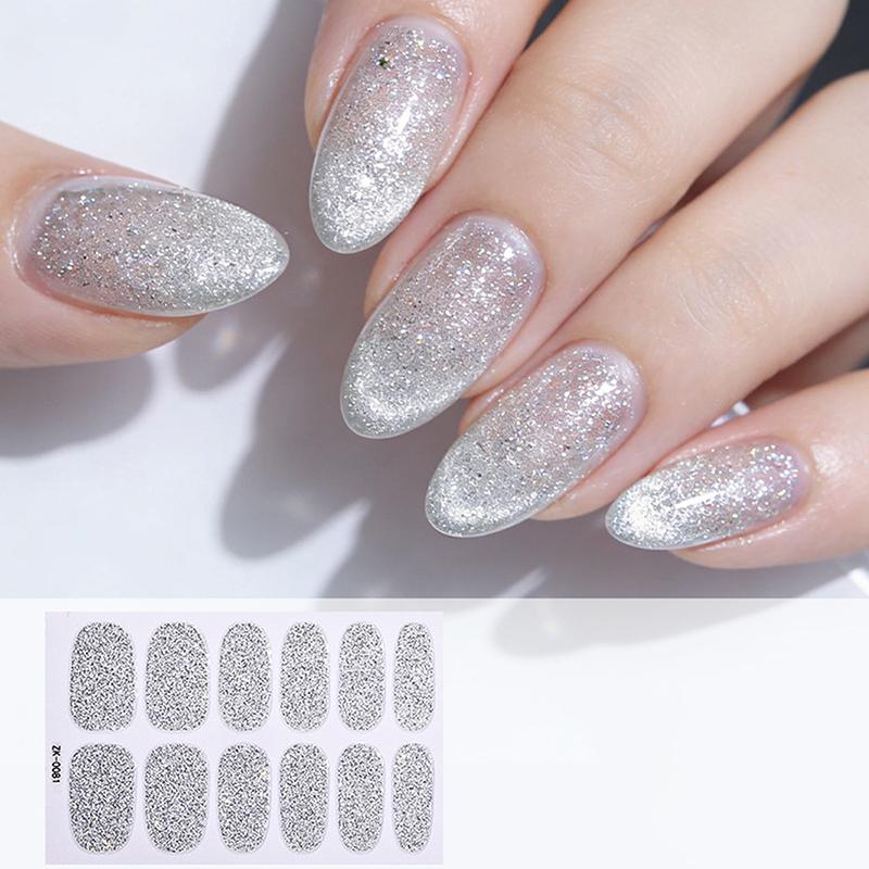 Gradient-Stil Nagellack-Aufkleber Set Selbstklebend Wasserdicht Glitzer Falsche Nagel-Aufkleber