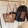 Urban Solid Color Tote Bag For Women With Pu Material And Double Shoulder Straps For Daily Use