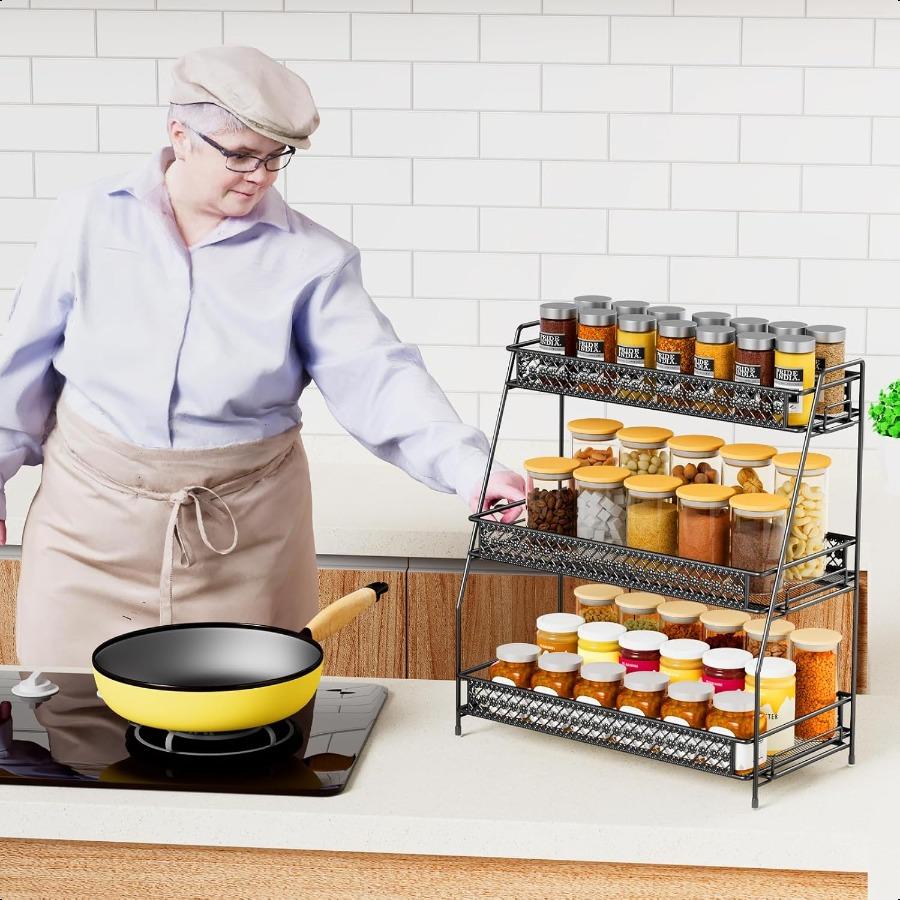 Spice Rack Organizer for Cabinet Bathroom Organizer Countertop Bathroom Counter Organizer Kitchen Countertop Organizer Bathroom