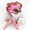 Valentine's Day Flower Bouquet with Bear And Gift Box 7 Scented Soap Flowers Artificial Rose Carnation Bouquet for