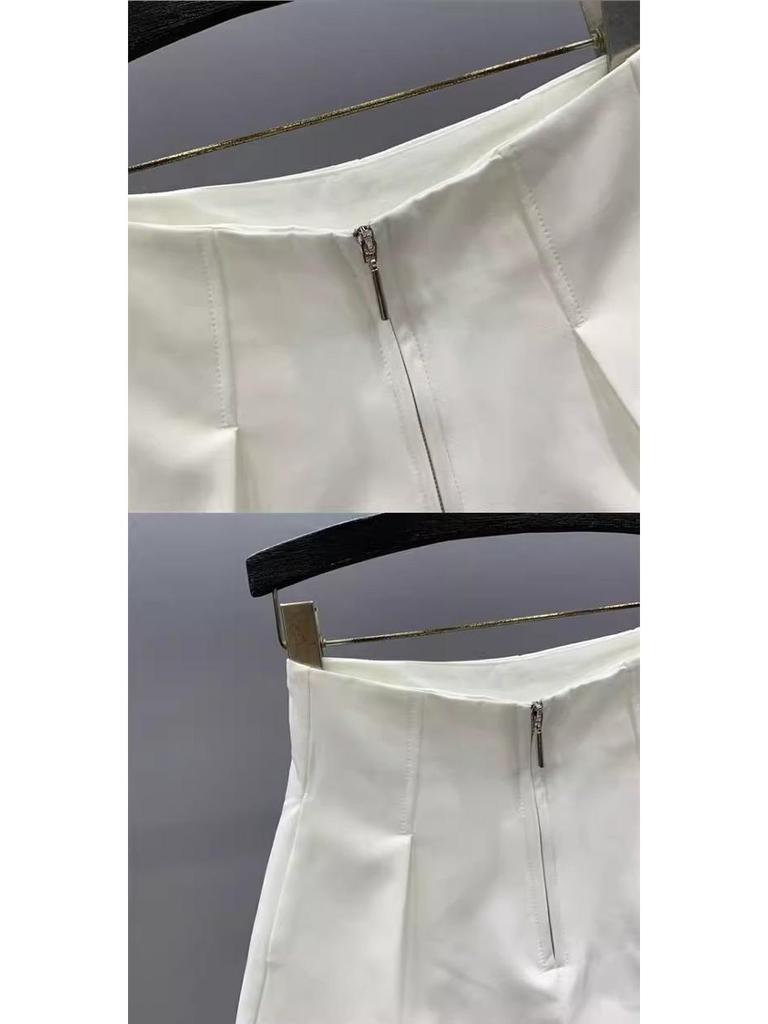 2025 Summer Women's High Waist A-line White Suit Shorts - Versatile, Slimming, Casual Wide Leg Fit