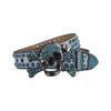 Adult Sequins Belt for Disco Party Waist Belt Rhinestones Skull Buckle Thin Waist Belt Street Cultures Enthusiasts Belt