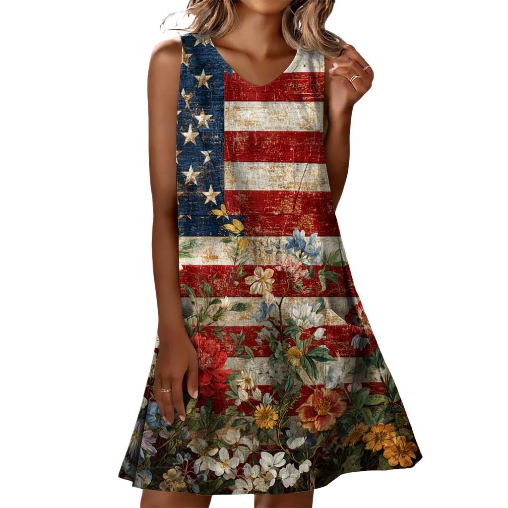 Letnie Sukienki Damskie Luźne na Plażę Wakacje Codzienne Bez Rękawów Dekolt V Sukienki Letnie Z Kieszeniami Sukienka na Ramiączkach