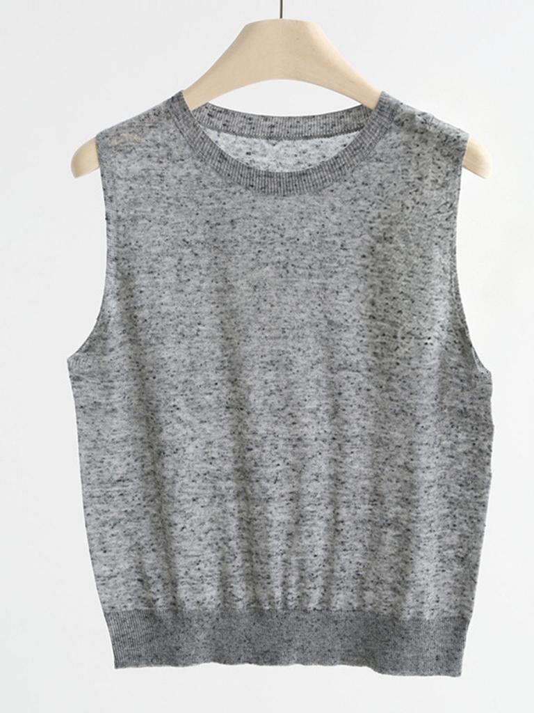 Premium Wool Linen Polo Collar T-shirt Women's Minimalist Temperament Knitted Sweater Short Sleeve Fashionable Semi-zipper Commuter Top