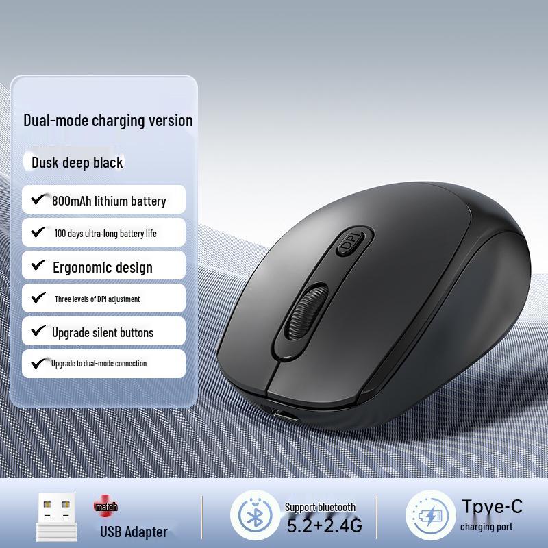 Bluetooth Wireless Dual-Mode Silent Mouse for Lenovo, Asus, HP, Dell Laptops