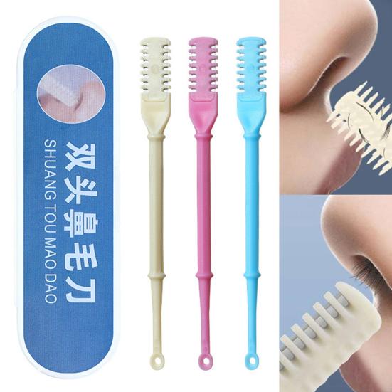 3Pcs Nose Hair Trimmer for Men Women Dual-Purpose Manual Nose Ear Hair Cutter 360-degrees Rotating Travel Grooming Tool