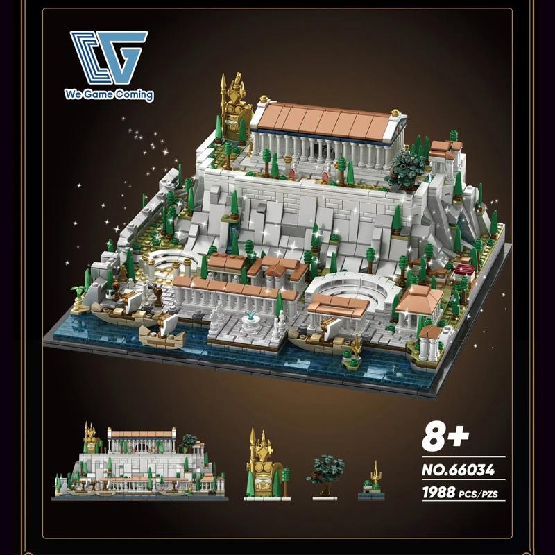 1988Pcs Creative Expert Moc Retro Greece Acropolis Of Athens Castle Building Blocks Model Tower Architecture Brick Toys Kid Gift