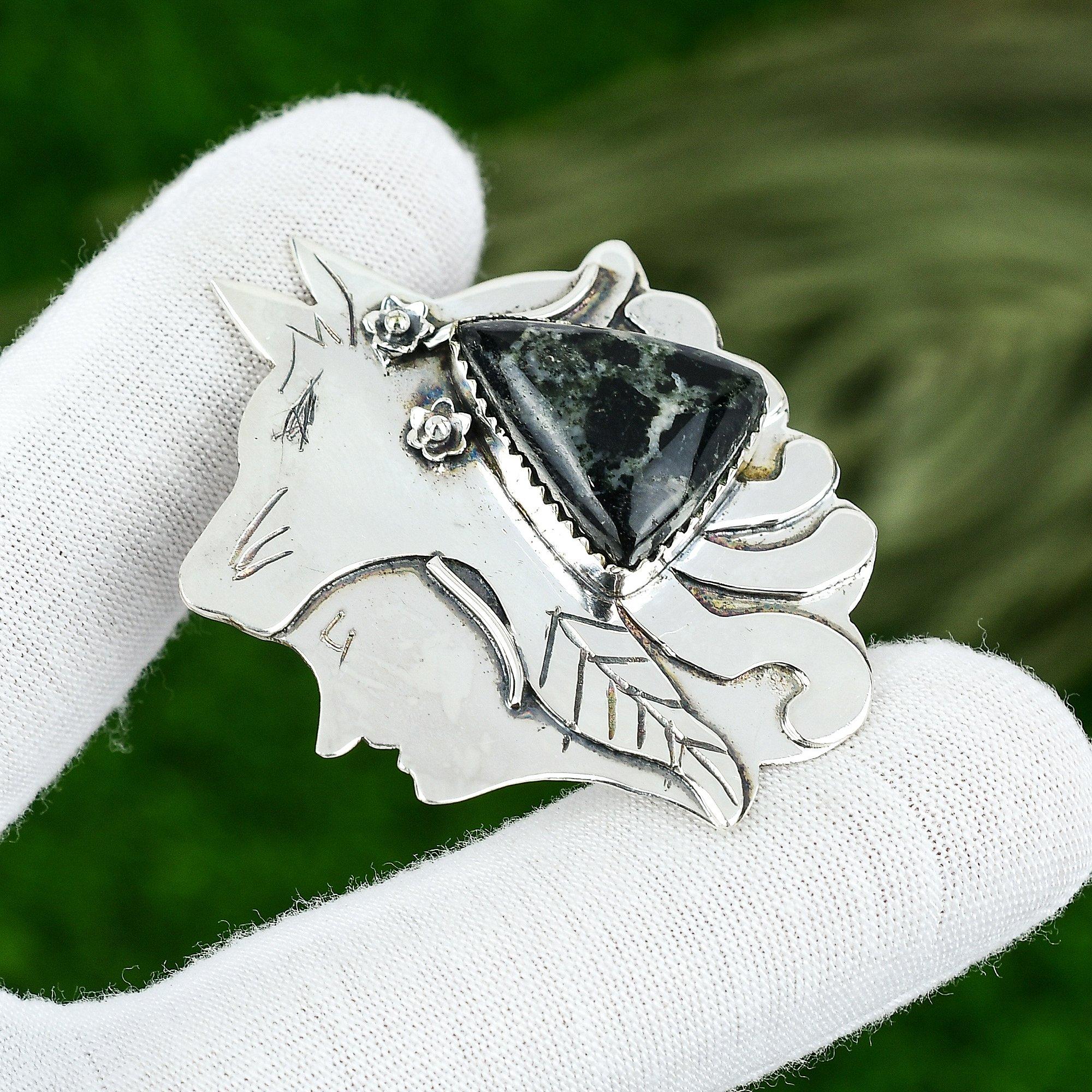 

Свадебный подарок для нее Подвеска из натурального камня Камбаба Яшма из стерлингового серебра 925 пробы