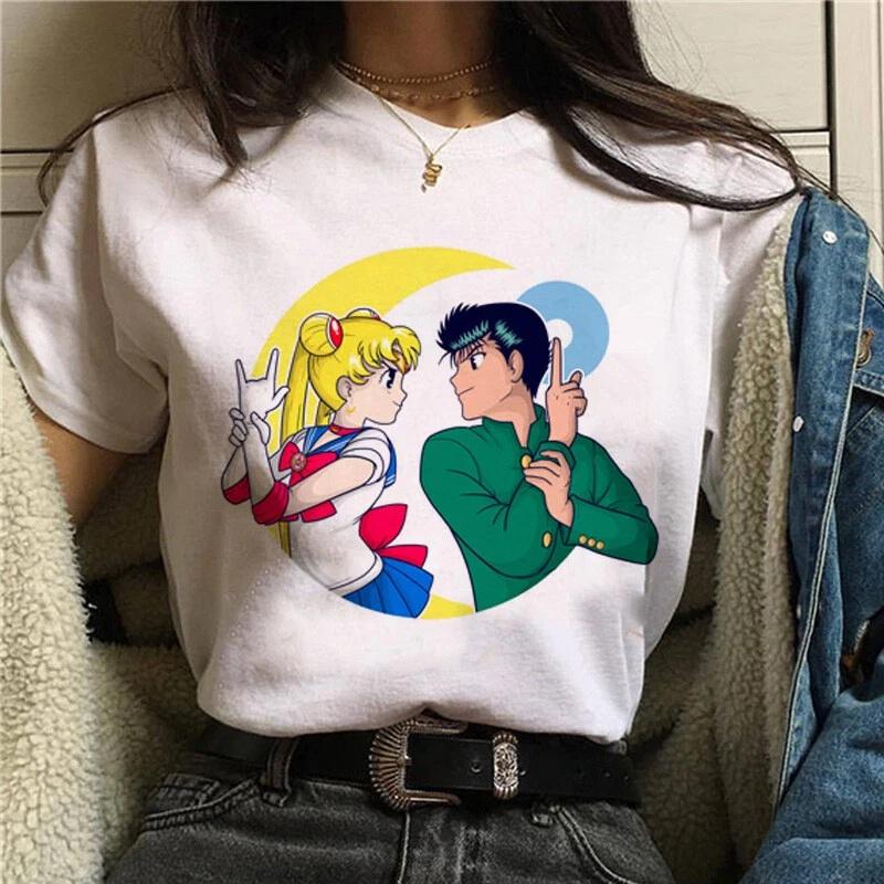 2026 Summer Sailor Moon Retro 90s Anime Graphic T Shirt Cotton KidsUnisex Women Tee Streetwear Casual Trend Short Sleeve Couple