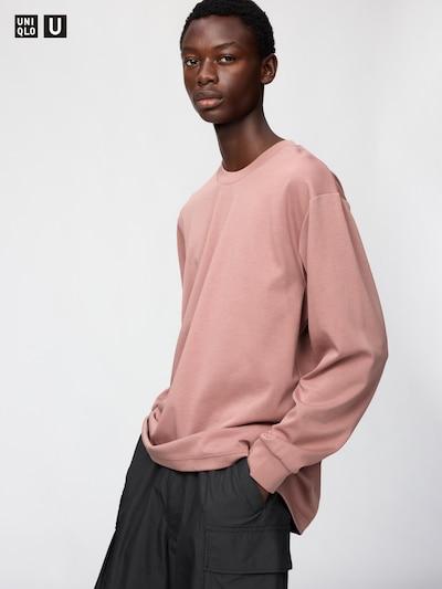 UNIQLO 486102 AIRism Cotton Crew Neck Long Sleeve T-Shirt GREEN WHITE DARK GRAY BLACK PINK BLUE PURPLE Men Japan