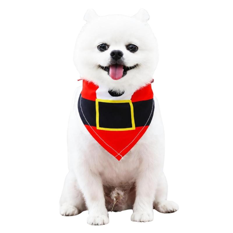Holiday Pet Neckwear, Soft Christmas Neckerchief Cartoon Printed Dog Scarf Collar for Picture Days, Party Wear and Seasonal Style