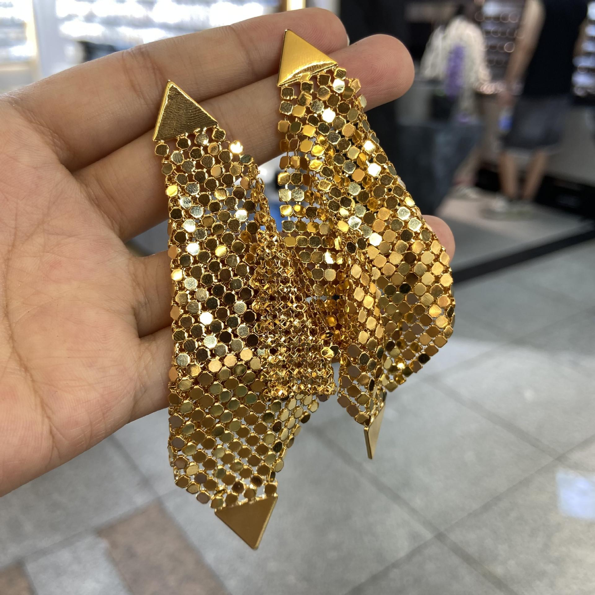 

Серьги, серьги с бахромой из золотых пайеток, в форме ромба, супер яркие модные серебряные серьги-иглы.