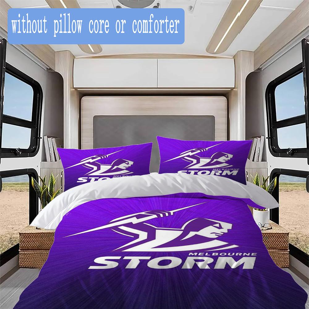 Melbourne Storm Print Pattern Bedding,Quilt Set Quilt Cover Pillowcase Home Birthday Gift (1*duvet Cover+2*pillowcase,without core)ZSJT0917325