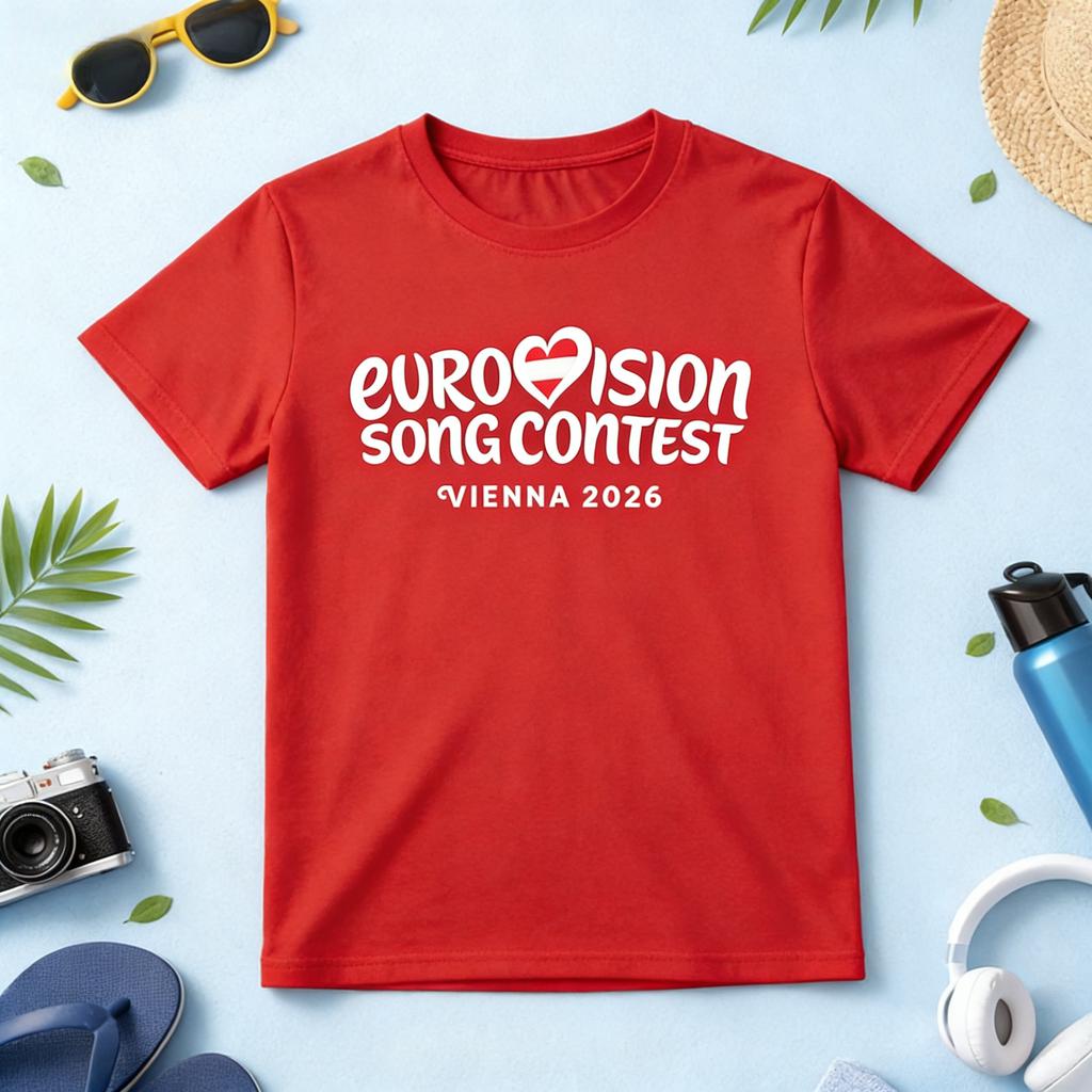 Nuovo logo Vienna Eurovision 2026 T-shirt Austria Song Contest 2026 Moda Primavera Estate Casual T-shirt Cotone Manica Corta