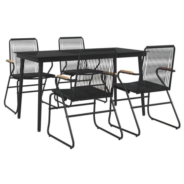 VidaXL Mobilier à dîner de jardin 5 pcs Noir Rotin PVC 3099217