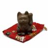 Tokoname Ware Portable Grip Maneki Neko Amulet Lucky Cat Olive Color