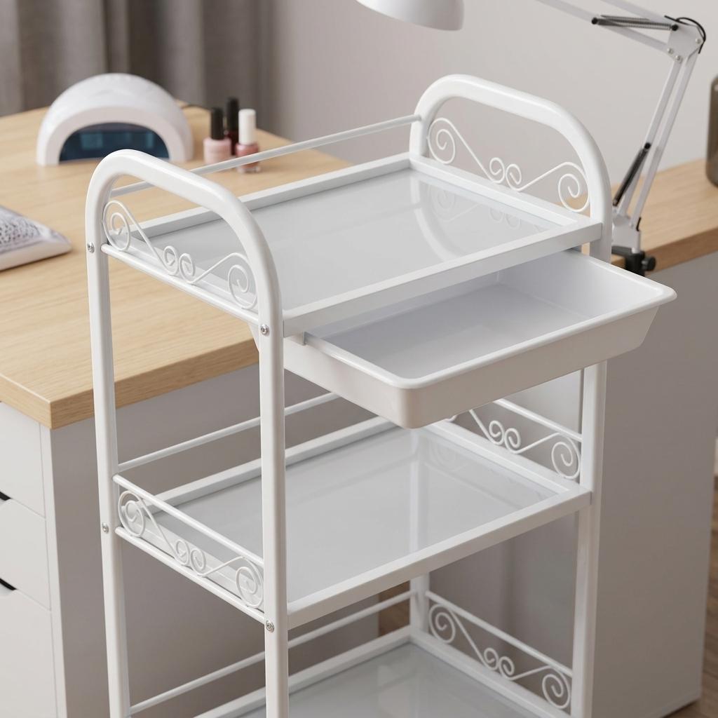 Hairdressing Assistant Trolley Table on Wheels for Dyeing B74-St021 for Beauty Salon Cabinet with Drawers