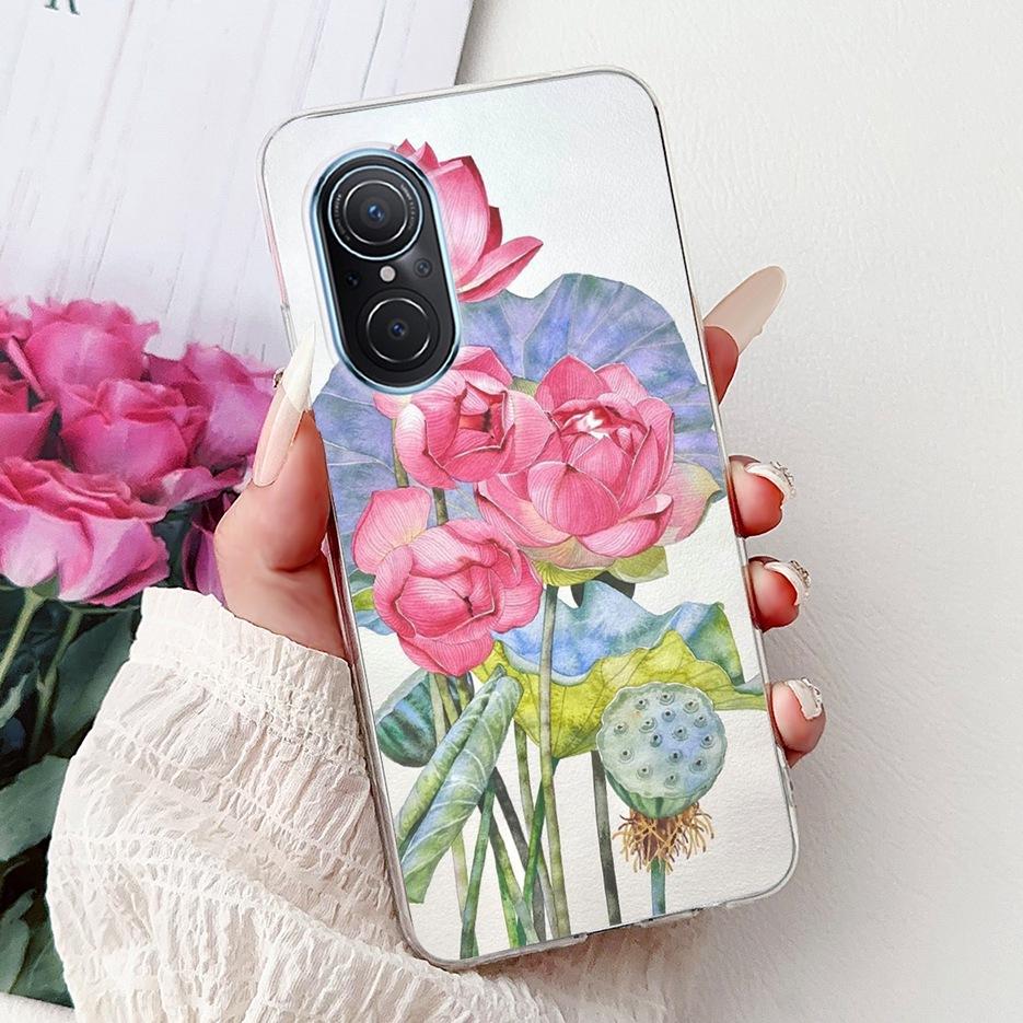 For Huawei Nova 9 SE Case Nova9 Pro Luxury Flowers Painted Cover Soft Slim Phone Case For Huawei Nova 9 Pro Nova9 SE Fundas Bags
