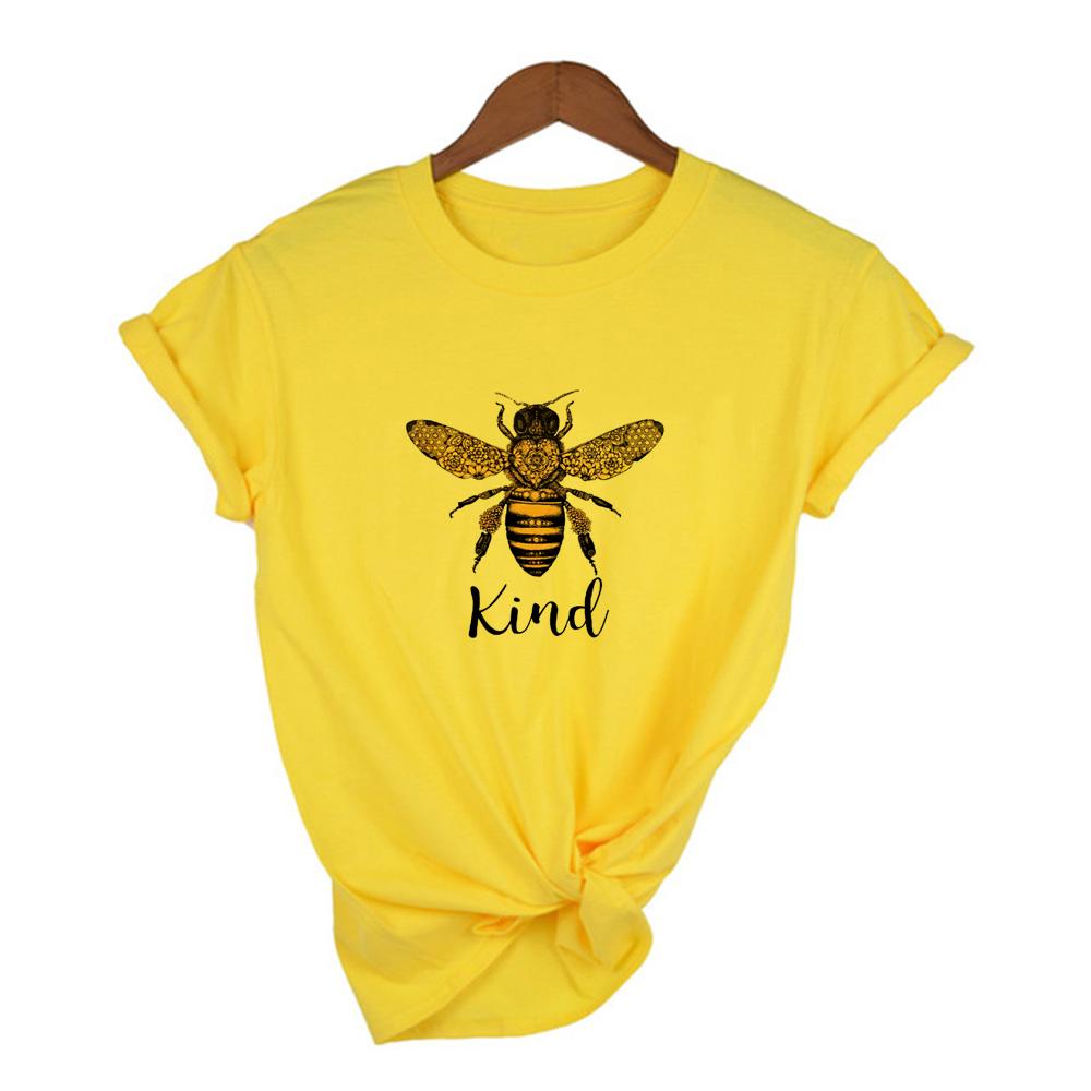Bee Kind Print Graphic Tees Women Summer Short Sleeve Female T Shirt Mujer Camisetas Aesthetic Harajuku