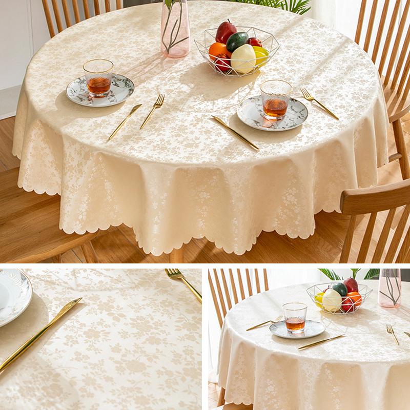 Round PVC Tablecloth Waterproof Insulate Plastic Oilproof Printed Pattern Wedding Party Restaurant White Table Cloth Decoration