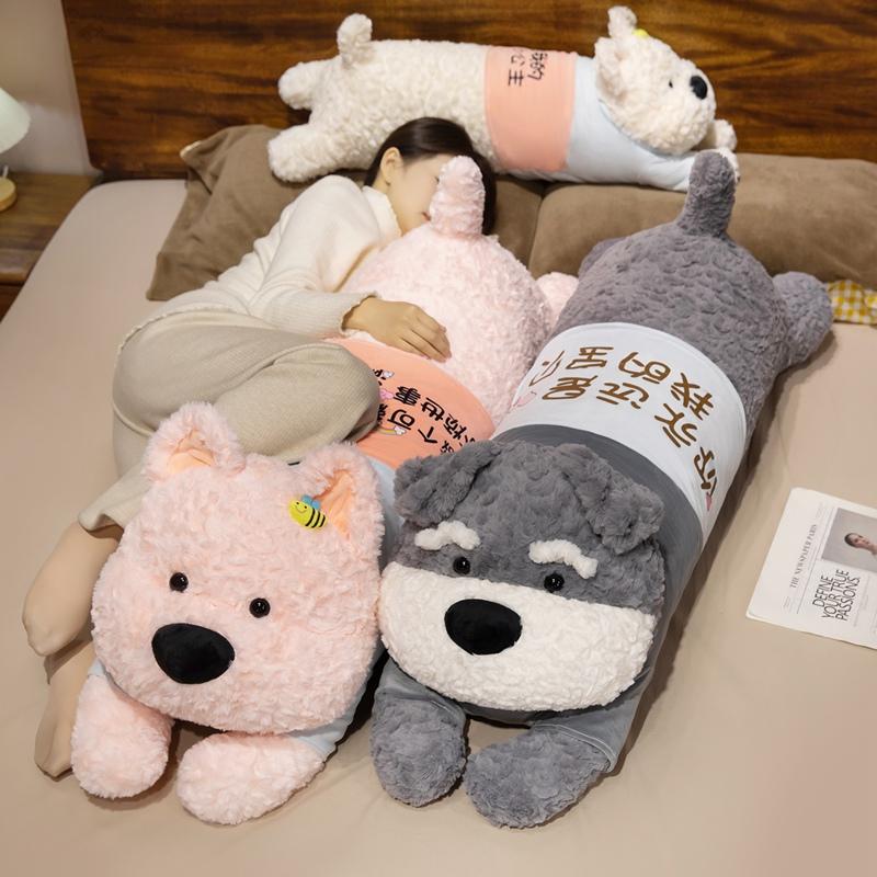 110cm Huge Kawaii Dog Plush Toys Cartoon Stuffed Animal Cute Soft Cuddly Baby Plushie Pillow Lie Prone Toy For Girls Gift Decor