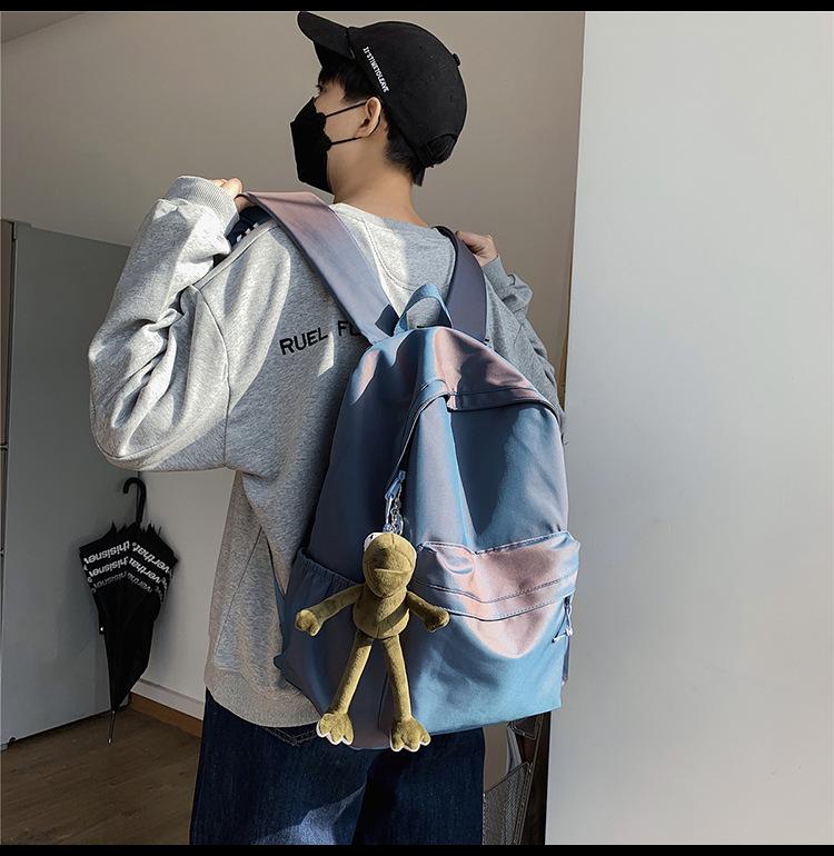 Farbverlauf College-Rucksack: Hongkong-Stil, Großes Fassungsvermögen, Nylon, Spritzwassergeschützt, Schultertasche für Herren.