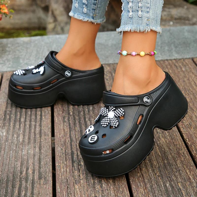 Women's Fashion Chunky Platform Sandals 2025 Summer Thick Bottom Clogs Garden Shoes Women Outdoor Eva Non Slip Beach Slippers