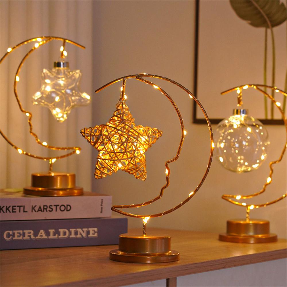 LED Moon Shape Lamp Romantic Iron Desk Lamp Ambient Lighting Night Light